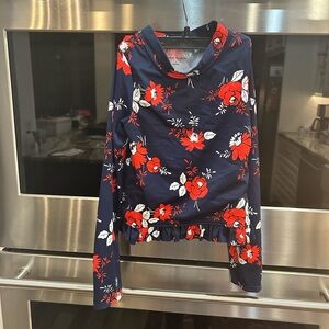 Janie and Jack Red and White Ruffled Long Sleeve Rashguard, S, GUC 🌹